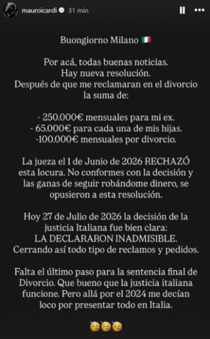 El descargo de Mauro Icardi.