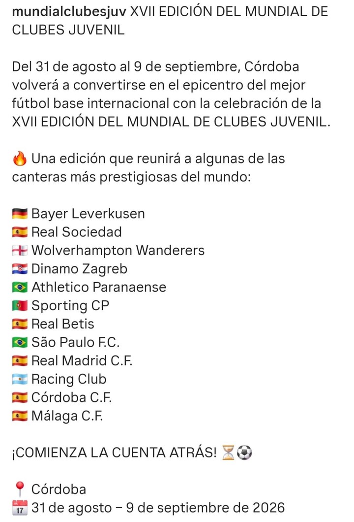 Racing jugará nuevamente el Mundial de Clubes Sub 18.
