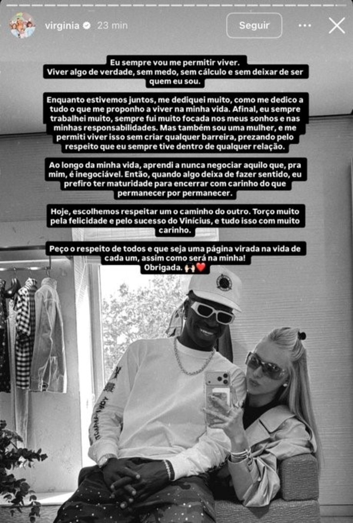 Vinicius con Virgina. (FOTO: Instagram)