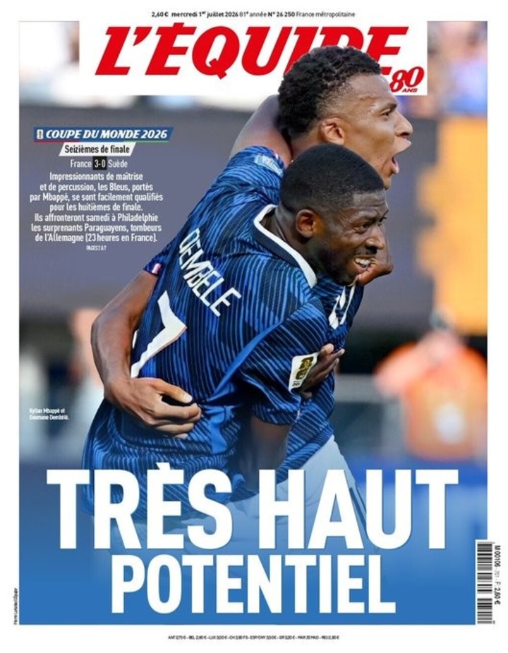 La portada de L'Equipe.