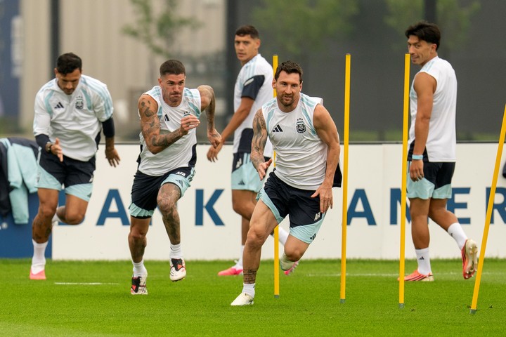 Messi en la práctica pre Mundial.