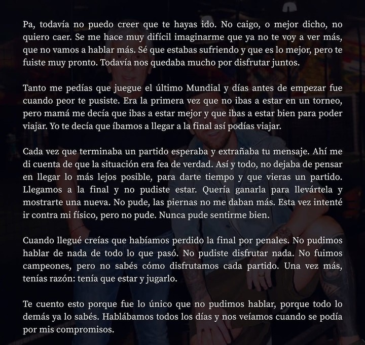 El sentido mensaje de Messi en sus redes tras la muerte de su papá.