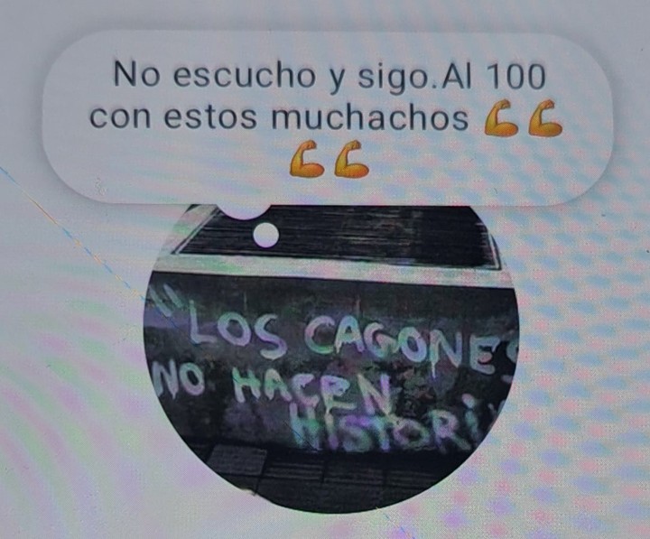 Los mensajes de Coudet en WhatsApp.