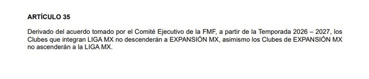 El reglamento de la Liga MX.