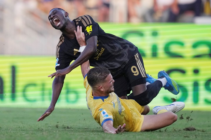 Kolo Muani en su debut con la Juve. (Alfredo Falcone/LaPresse via AP)