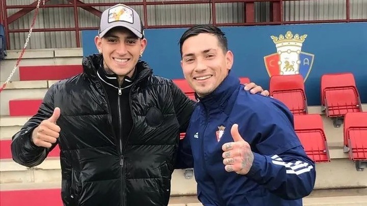 Gastón y el Chimy, cuando el delantero jugaba en el Osasuna.