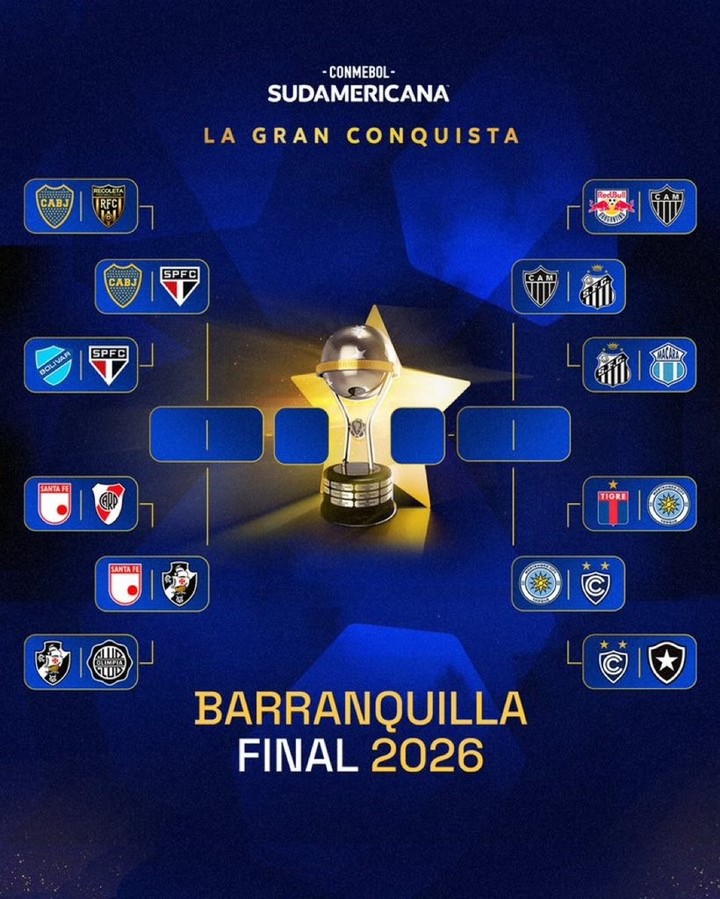 La llave completa de la Copa Sudamericana, con Boca como el único argentino.