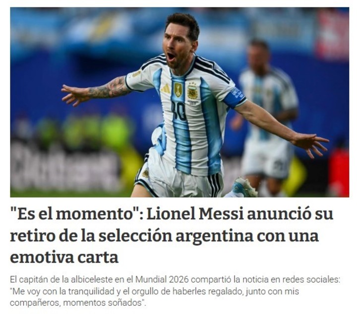 La reacción de la prensa al retiro de Messi.