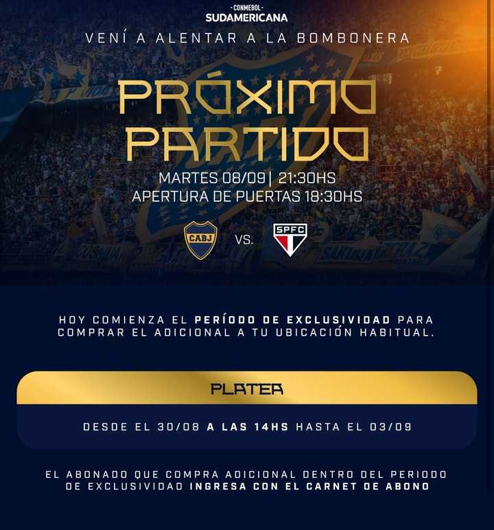 Venta de entradas Boca-San Pablo.
