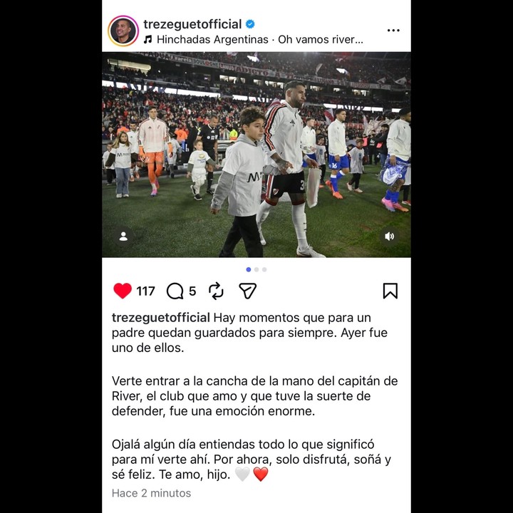 El posteo de Trezeguet en su cuenta de Instagram.