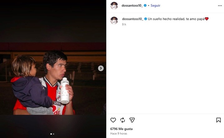El posteo en Instagram. (foto: @dossantoss10_)