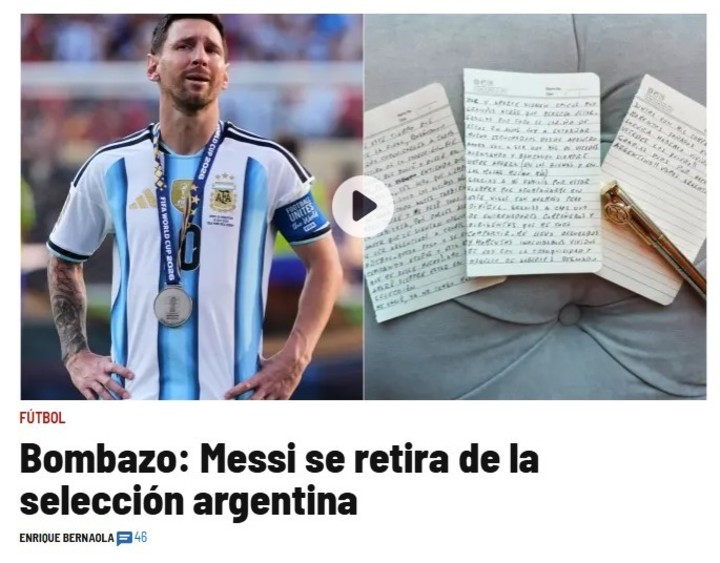 La reacción de la prensa al retiro de Messi.