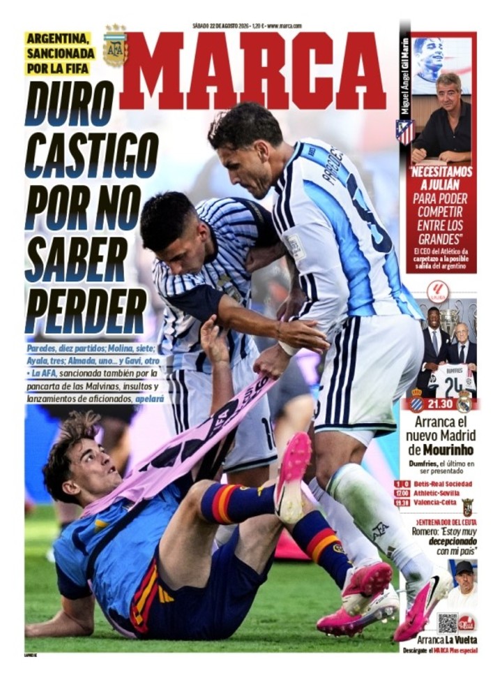 La dura tapa de Marca contra la Selección.