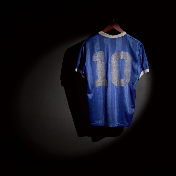 La camiseta de Argentina que lució Diego Maradona en el partido ante Inglaterra.