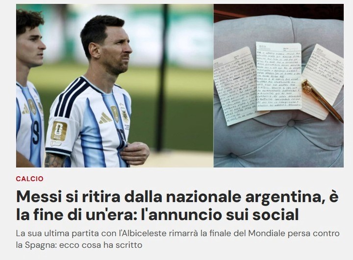 La reacción de la prensa al retiro de Messi.