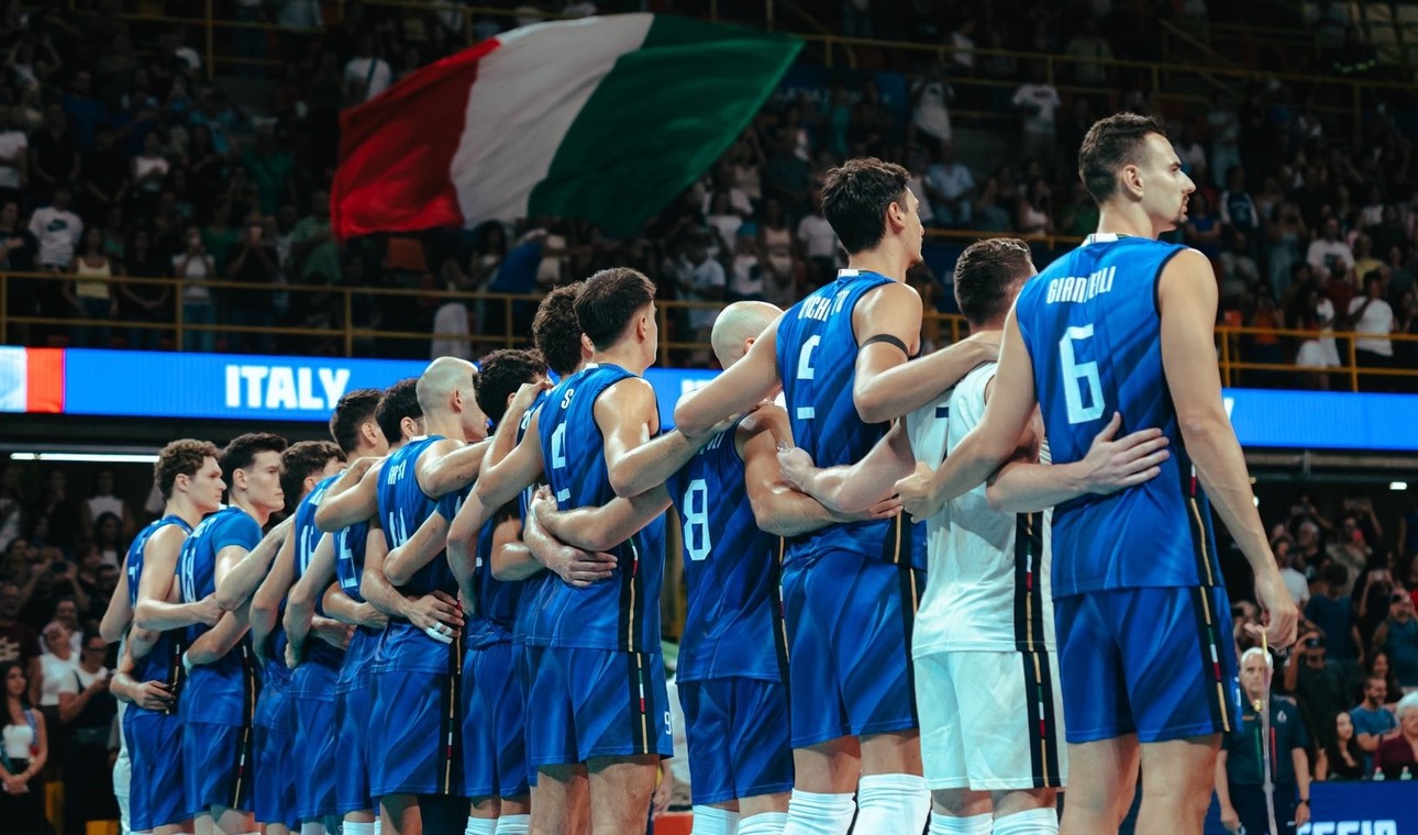 Selección de Vóley de Italia frente a Alemania.