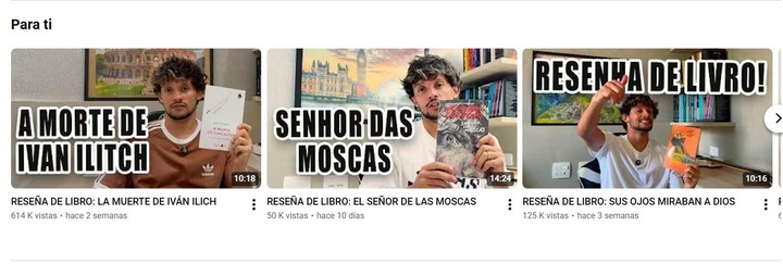 Gustavo Scarpa recomienda libros y hace reseñas en su canal de YouTube, Canal do Scarpinha.