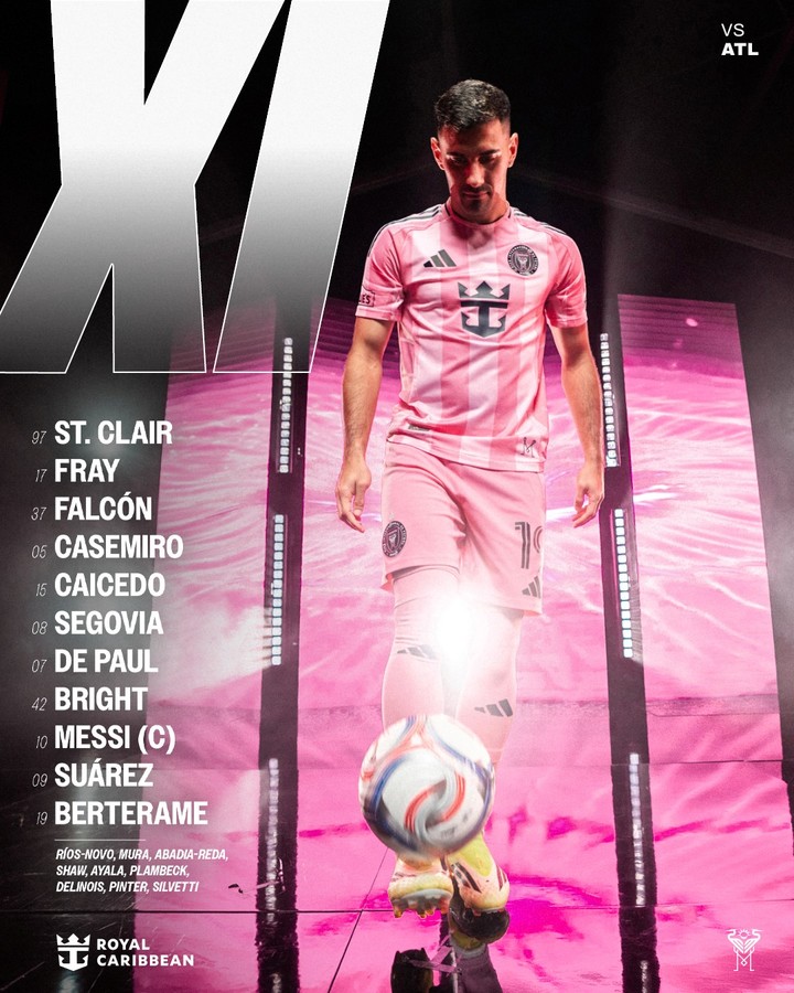 El equipo del Inter Miami para enfrentar al Atlanta United.