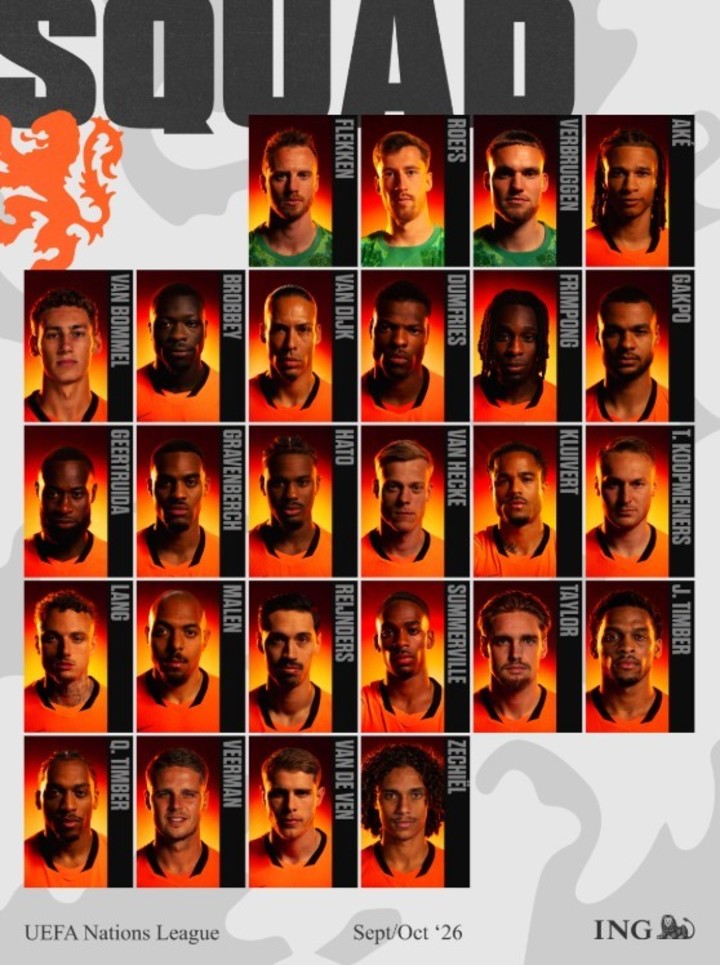 La lista de convocados de Países Bajos (Foto: Prensa Selección Países Bajos).