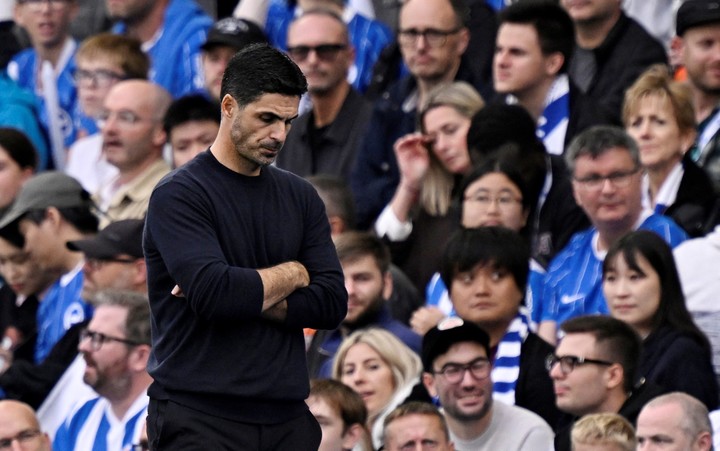 Mikel Arteta vs. Brighton. (REUTER)