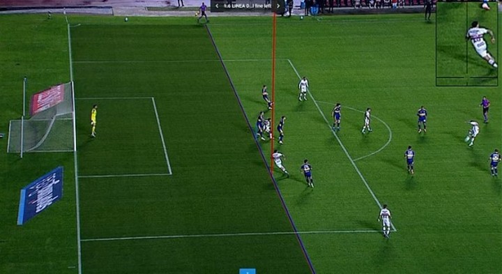 El fino offside de San Pablo en el 1-1 anulado.