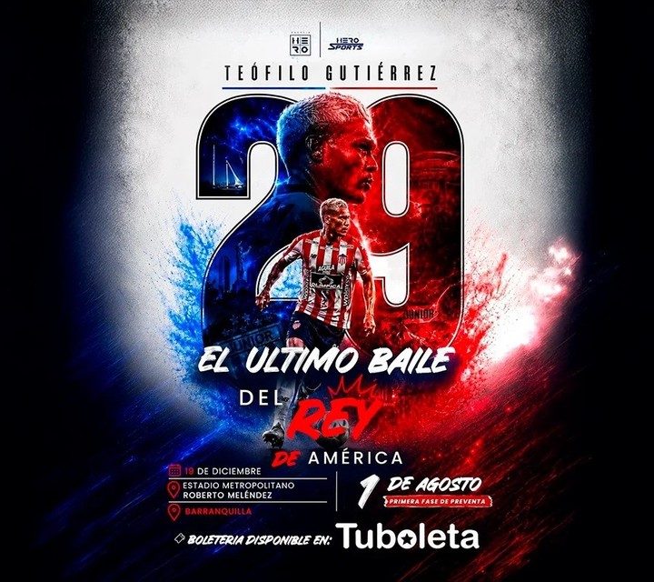 El afiche con la despedida de Teo Gutiérrez.