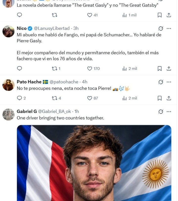 Los elogios a Gasly en el X de Alpine.