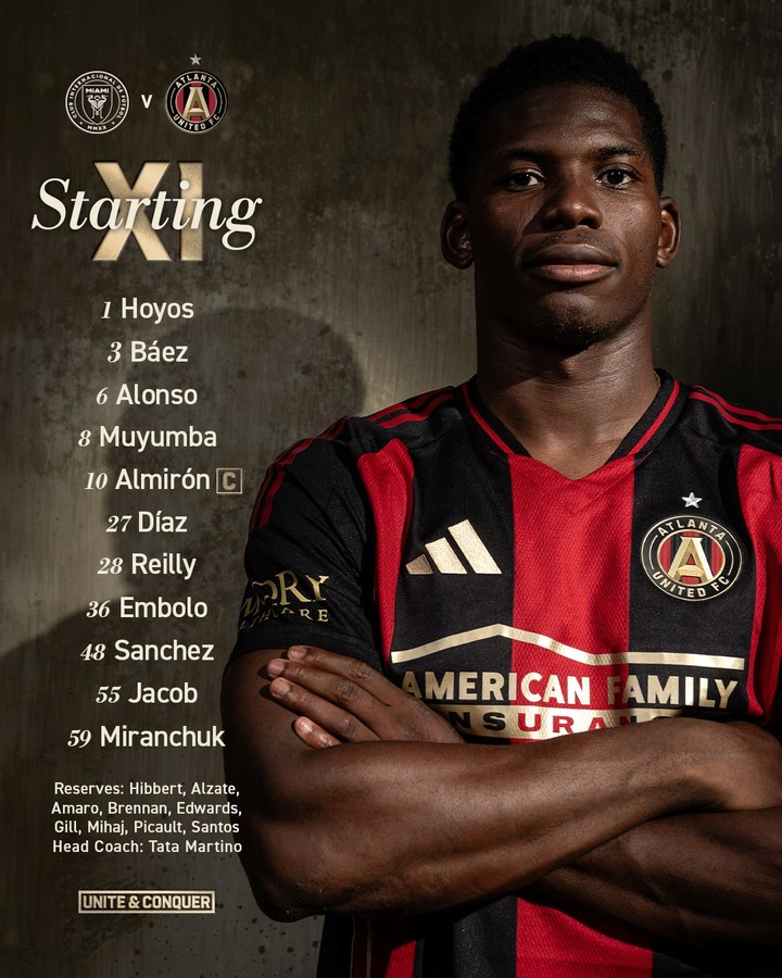 La formación confimada de Atlanta United para visitar a Inter Miami.
