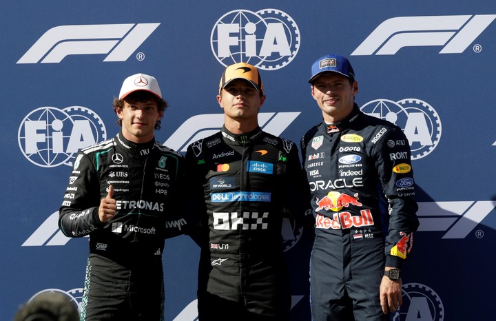Los tres más rápidos: Antonelli, Norris y Verstappen (Reuters).