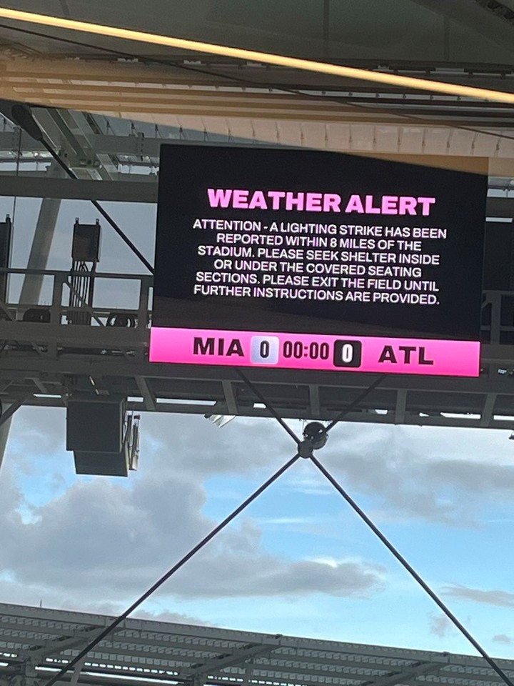 El partido entre el Inter Miami y Atlanta United podría retrasarse por una tormenta eléctrica.