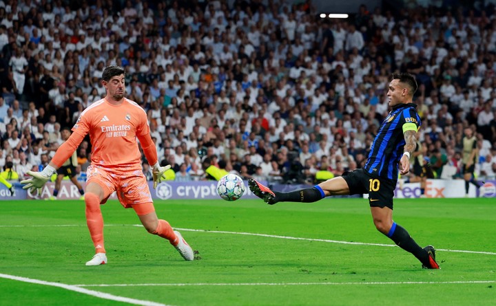Thibaut Courtois en el partido ante el Inter. (AP)