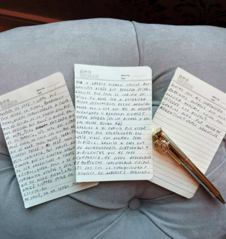 De puño y letra, la carta de Messi para anunciar su retiro de la Selección (IG Lionel Messi).