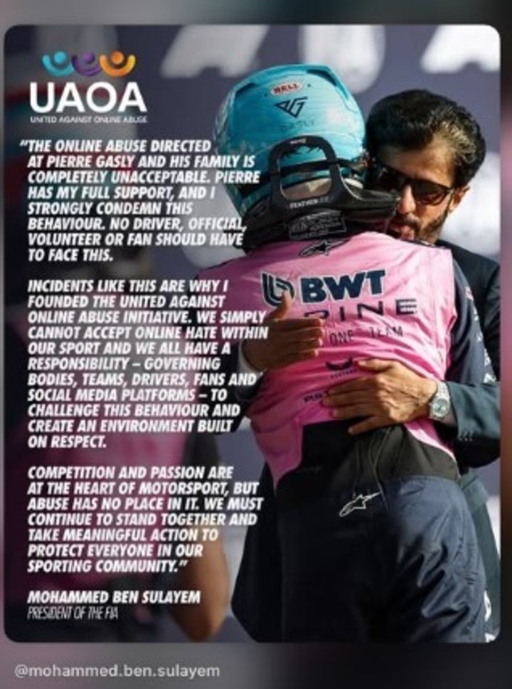 El comunicado de presidente de la FIA.