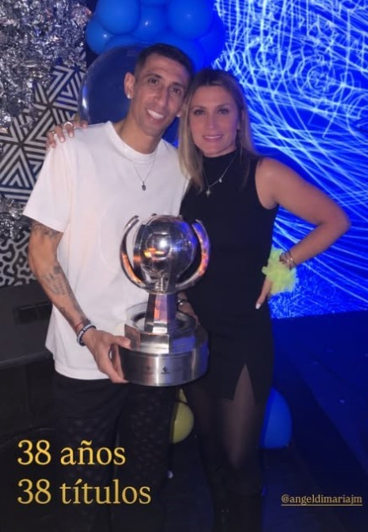 El posteo de Jorgelina Cardoso por los 38 títulos de Ángel Di María.