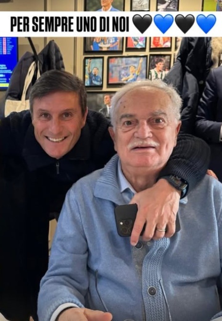 La foto que posteó Javier Zanetti tras el fallecimiento de Sandro Mazzola.