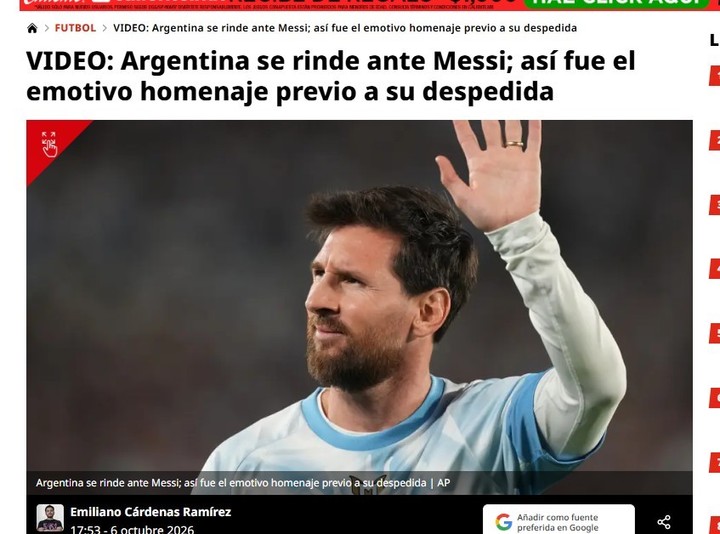 Récord de México: "Argentina se rinde ante Messi".