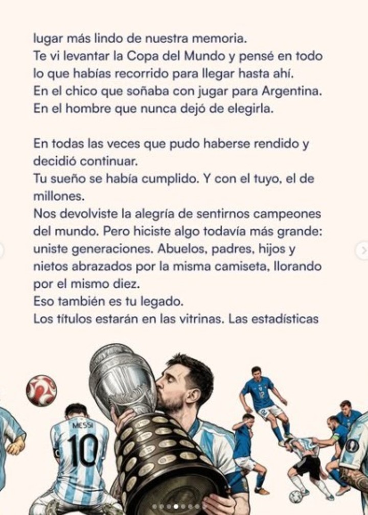 La carta de Chiqui Tapia a Messi.