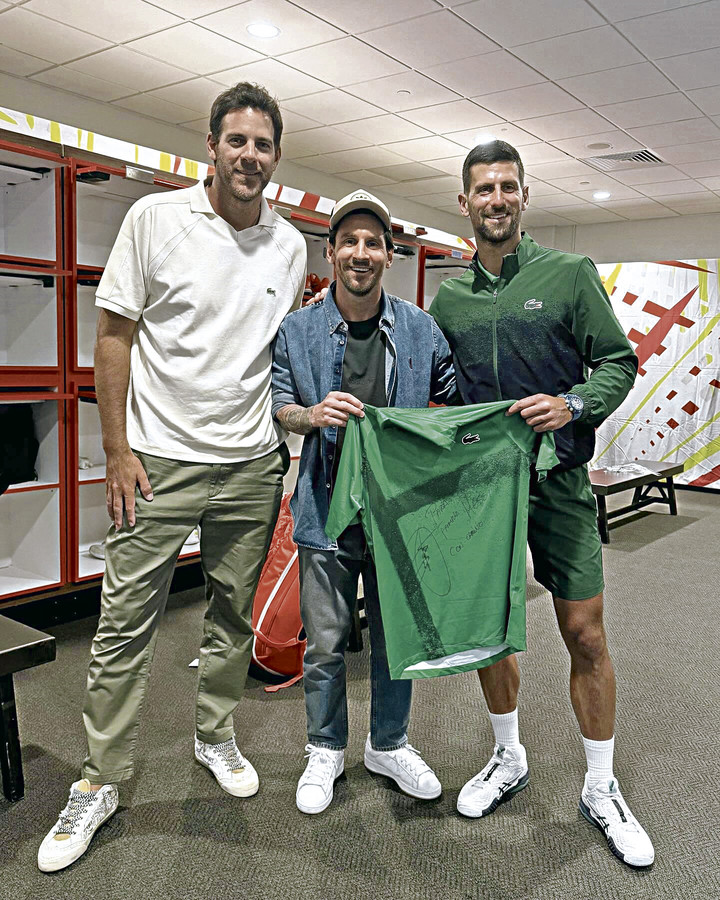 Juan Martín del Potro, Messi y Novak Djokovic.