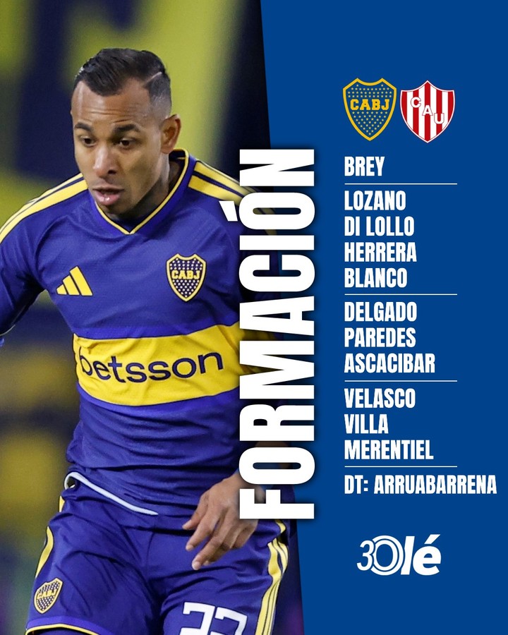 La formación de Boca vs. Unión, por el Torneo Clausura 2026.