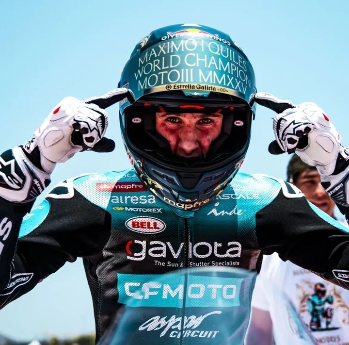 Máximo Quiles se consagró campeón de Moto3. (Prensa Aspar)