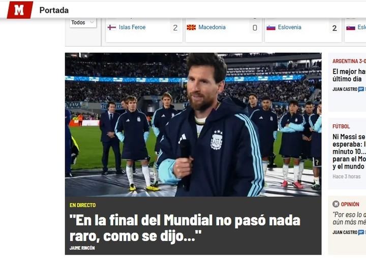 Marca: "En la final del Mundial no pasó nada raro, como se dijo..."