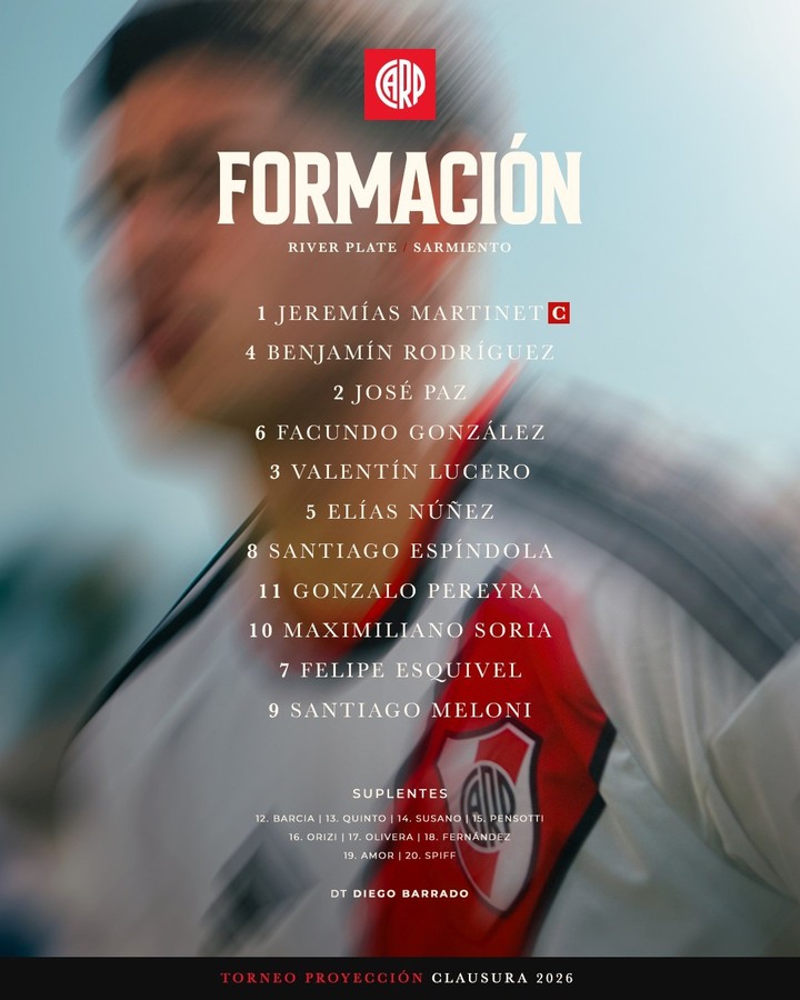 Los titulares y suplentes de la Reserva River ante Sarmiento (Prensa River).