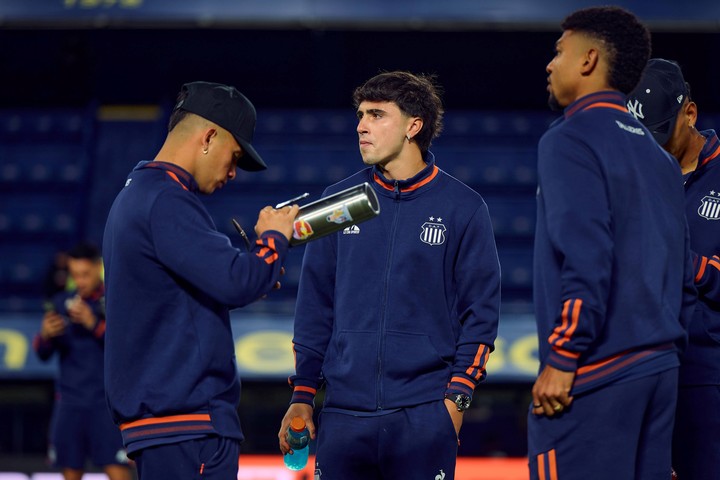 El plantel de Talleres en la Bombonera.