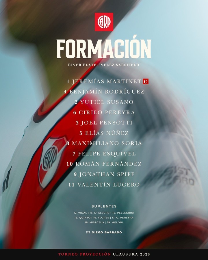 El 11 de la Reserva de River contra Vélez (Prensa River).