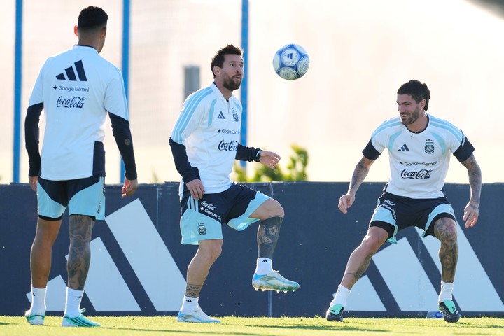 Leo Messi en su última práctica.