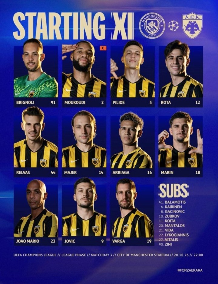 Los titulares del AEK Atenas. (Instagram: @aekfc_official)
