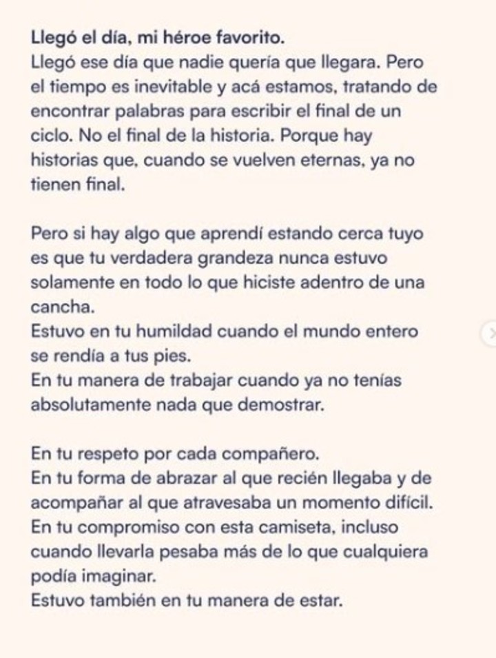 La carta de Chiqui Tapia a Messi.