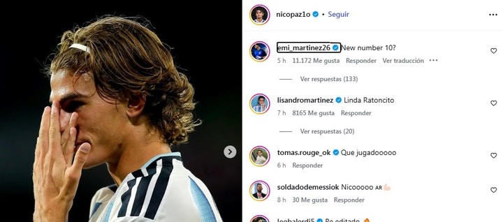 El comentario del Dibu Martínez a Nico Paz.