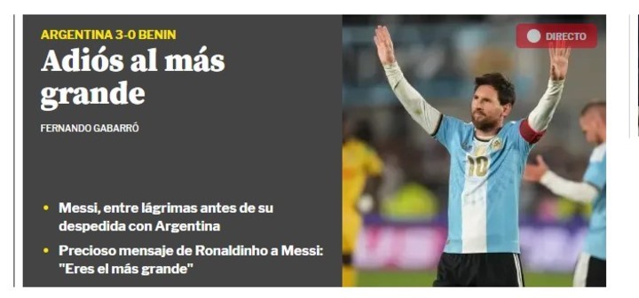 Mundo Deportivo de Barcelona: "Adiós al más grande".